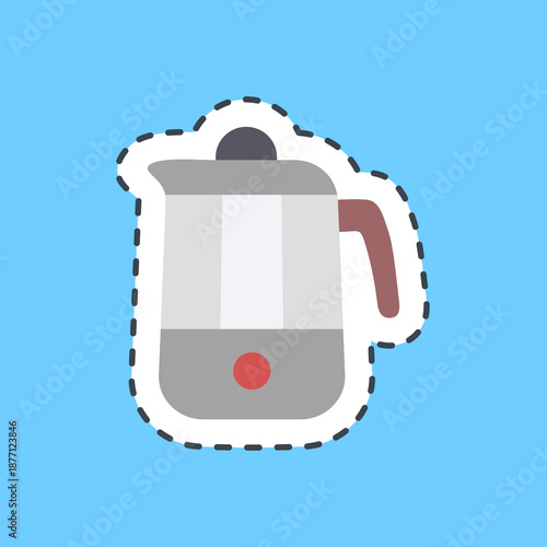 Cutting line sticker moka pot. Coffee shop elements.
