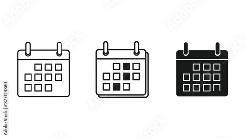 Three calendar icons are displayed in a row, each representing a different style.
