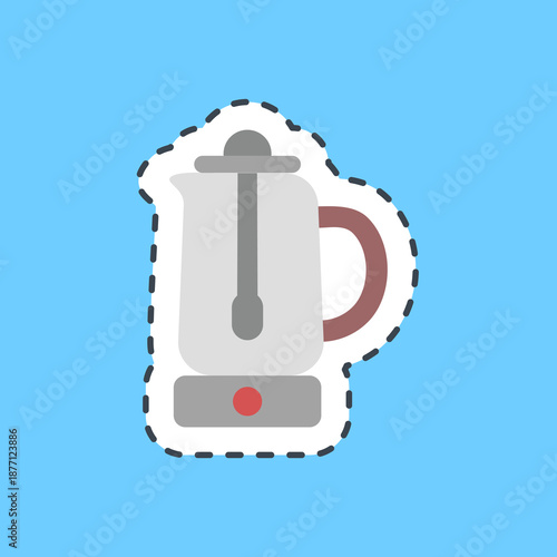 Cutting line sticker percolator. Coffee shop elements.