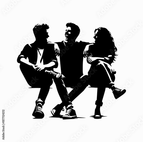 Friends Sitting Together in Relaxed Posture Suggesting Laughter