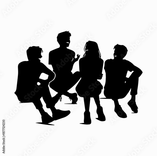 Friends Sitting Together in Relaxed Posture Suggesting Laughter