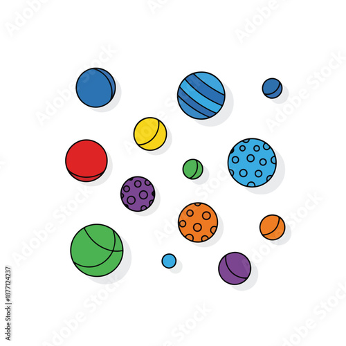 colorful balls diverse set abstract backgrounds.