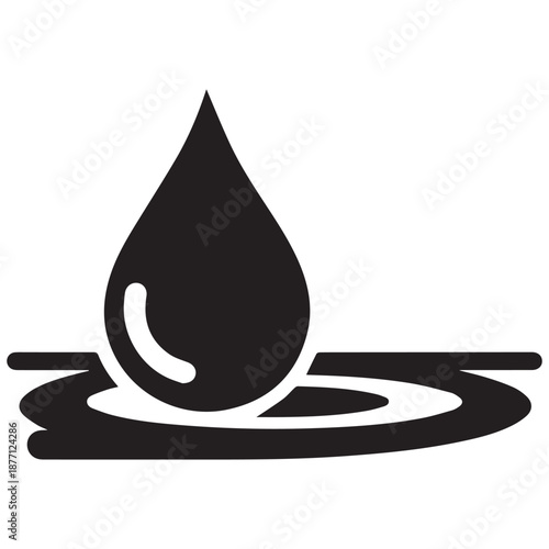 Single water drop creating ripples isolated on white background, Vector, illustration