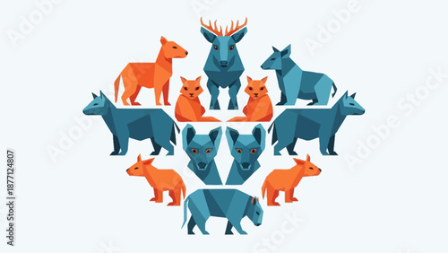 Geometric Animals Collection: Deer, Fox, Wolf, Horse, Rhino, Dog, Deer Antlers