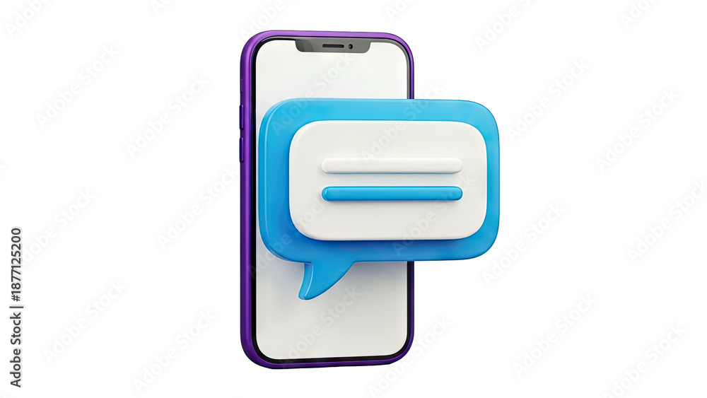 Obraz premium Smartphone with 3D Chat Bubble Icon