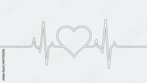 Heartbeat EKG Line with Heart Symbol