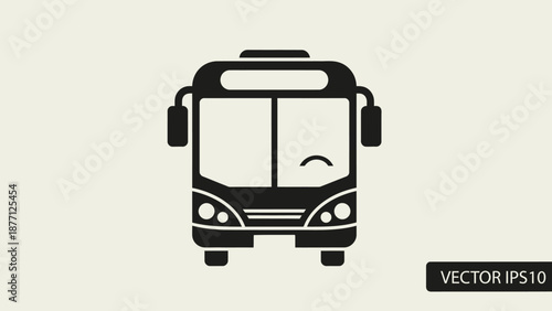 Modern City Bus Icon Front View Vector Graphic