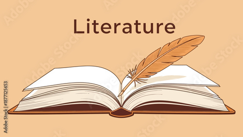Open Book and Quill Pen: Literature and Writing Concept