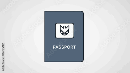Passport with Emblem Icon, Travel Document, Official Identification Book
