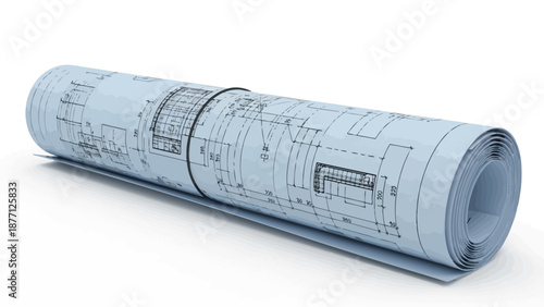 Rolled Up Blueprints for Construction Project