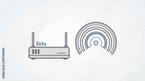 Wireless Router and Wi-Fi Signal Icon