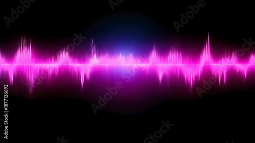 Dynamic pink audio waveform pulsating with vibrant energy on dark background