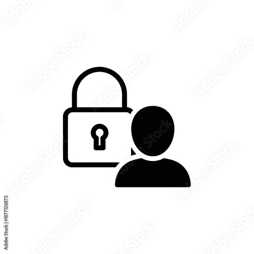 Secure Lock Icon with User Silhouette for Privacy Protection and Data Security