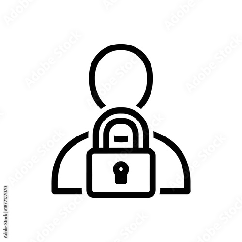 Secure Person Icon with Lock and Privacy Badge for Data Protection Concept