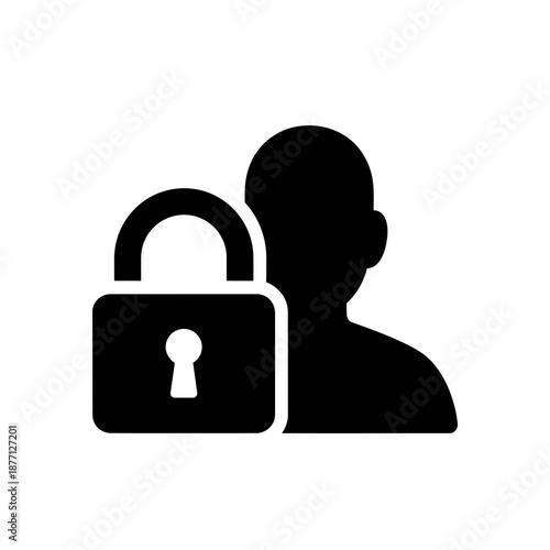 Secure User Privacy Icon Depicting Lock and Person Silhouette for Data Protection