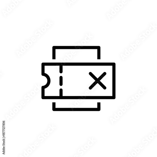 Ticket Stub Icon Representing Entry Pass or Event Ticket Concept