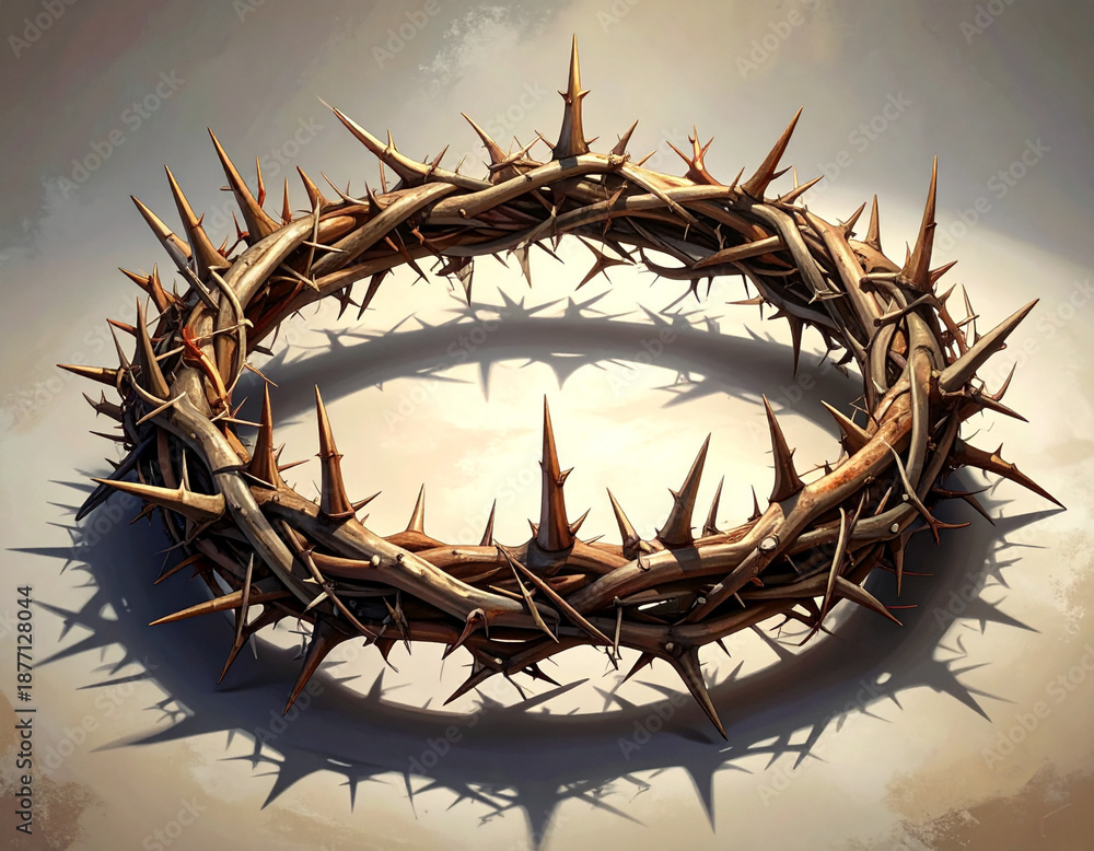 Fototapeta premium Intricate crown of thorns isolated on transparent background isolated on transparent background