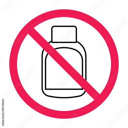 No beauty product allowed sign, no skincare sign, forbidden cosmetic icon, beauty product prohibited symbol
