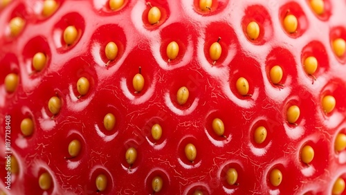 Wallpaper Mural Close-up macro photograph revealing the intricate details and texture of a ripe, juicy strawberry, showcasing its vibrant red surface and numerous yellow seeds Torontodigital.ca