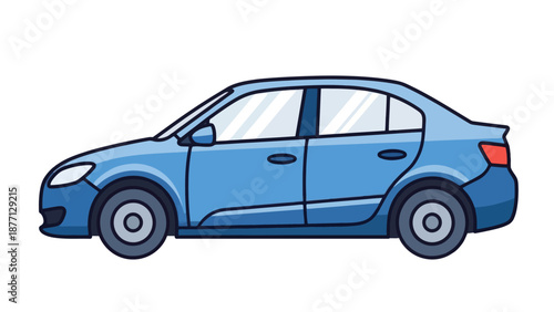 Blue Sedan Car Illustration