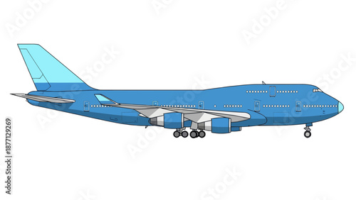 Blue Boeing 747 Airplane Illustration