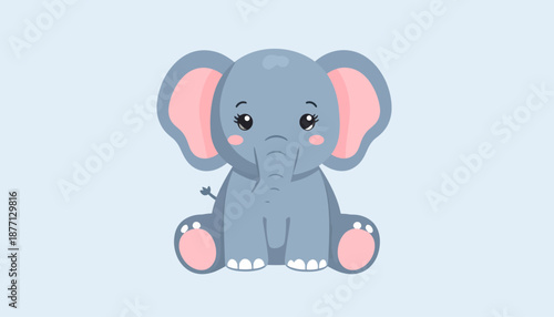 Cute Baby Elephant Cartoon Sitting