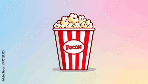 Popcorn Bucket Cartoon Illustration