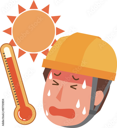 熱中症で苦しむ作業員