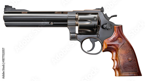 Wallpaper Mural Isolated revolver with long barrel and wooden handle on transparent background Torontodigital.ca