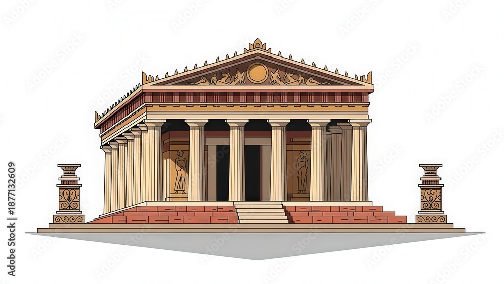 Obraz premium Ancient Greek Temple with Classic Columns and Architectural Details