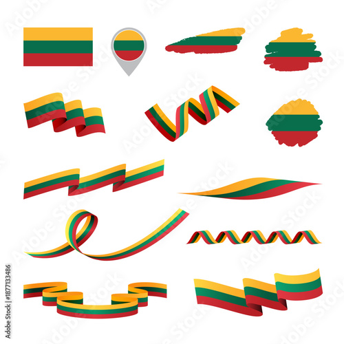 Lithuania Flags Collection. Lithuanian National Symbol Set.