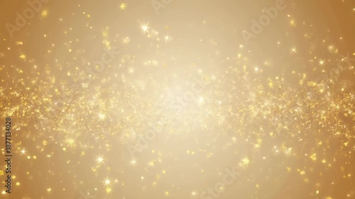 Golden sparkling particles on a bright background.
