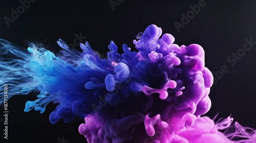 Wallpaper Mural Blue Ink Cloud Explosion on Black Background Torontodigital.ca