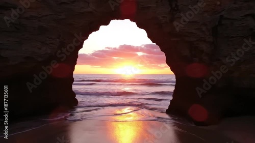 Wallpaper Mural Sunset Through Arch on Algarve Beach, Portugal Torontodigital.ca