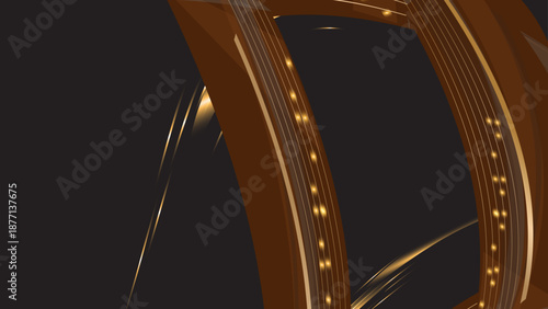Stripe lines shape with golden element on dark background