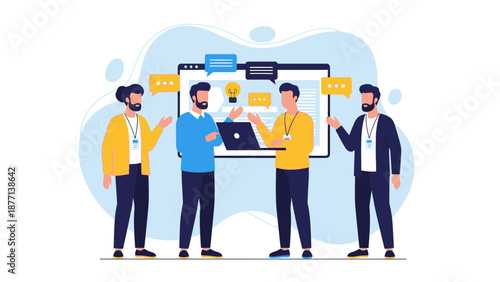 Teamwork Collaboration Meeting Business People Discussing Ideas Technology Laptop