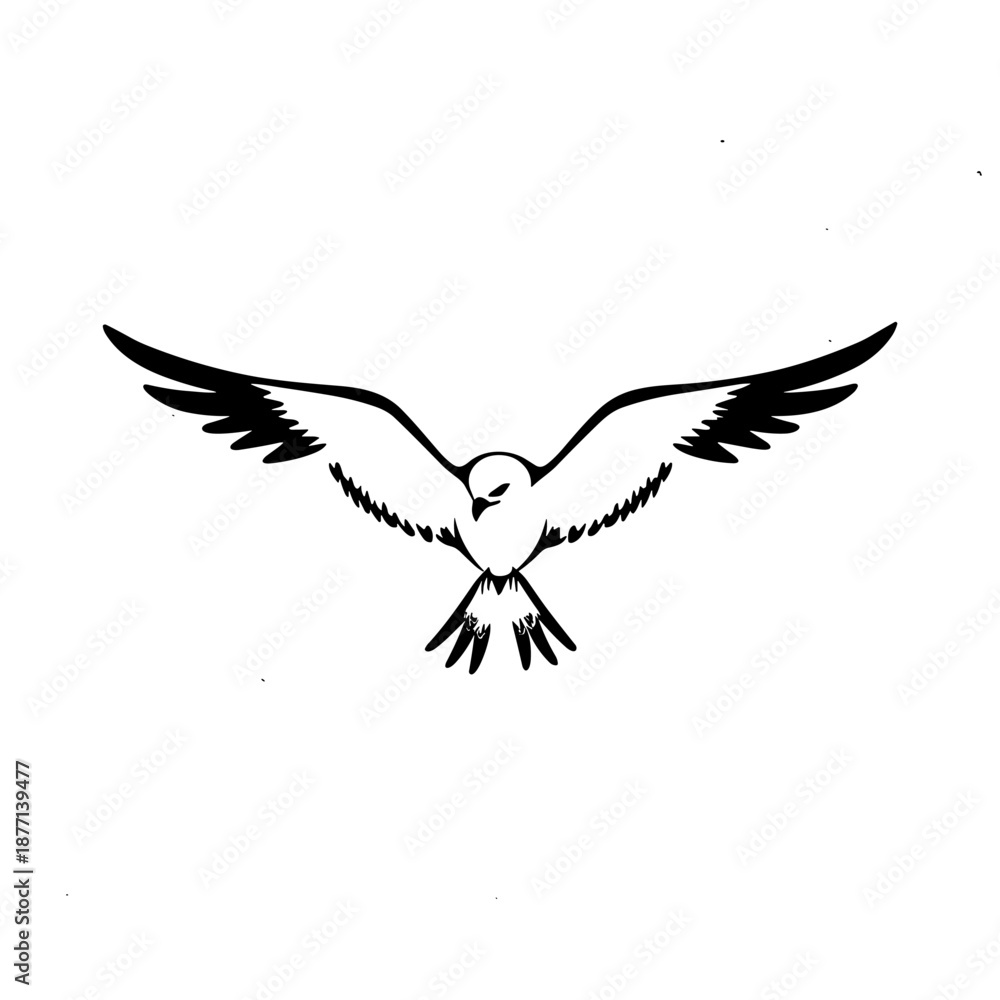 Obraz premium Kite. Kite simple black and white line art vector logo