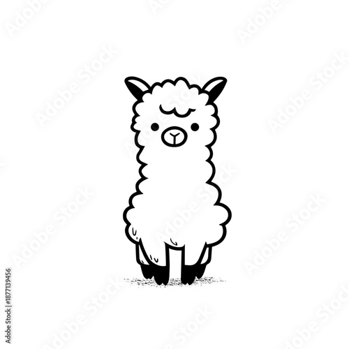 alpaca. alpaca simple black and white line art vector logo