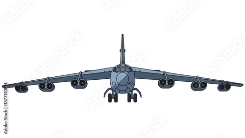 Cartoon B-52 Stratofortress Bomber Plane Front View