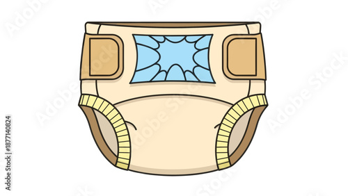 Cartoon baby diaper with blue pattern