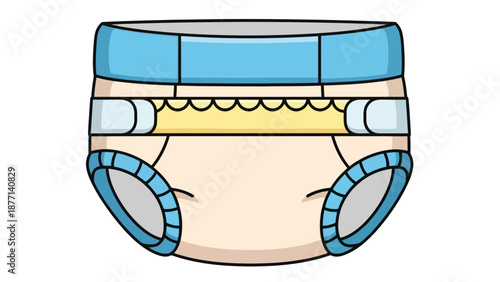 Cartoon baby diaper, clean and dry