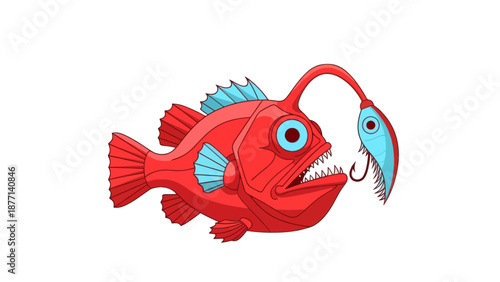 Cartoon Anglerfish with Light Lure