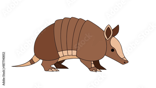 Cartoon Armadillo Illustration on White