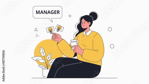 Manager Selecting Employee Photos for Team Building or Recruitment