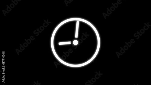 clean and modern clock icon animation representing time, countdown, deadline, schedule, and time management. Designed in a minimalist style with smooth motion, ideal for apps, websites,