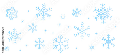 グラデーションの雪の結晶の壁紙　パターン　背景イラスト　ベクター素材