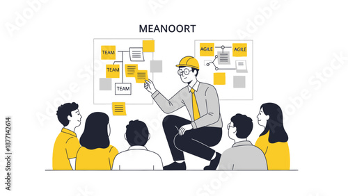 Agile Project Management Team Meeting: Presentation and Collaboration