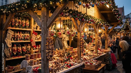 Wallpaper Mural Charming Christmas market with festive decorations and handmade crafts in a winter setting Torontodigital.ca