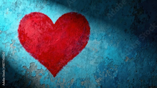 Vibrant Heart on Blue Wall