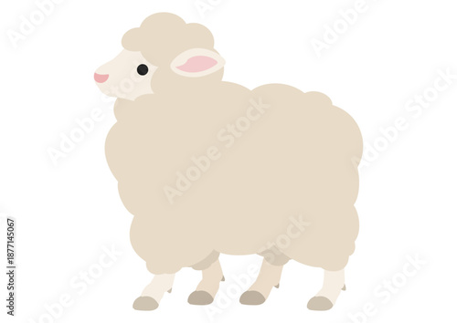 ゆっくり歩くひつじの牧場風モチーフ